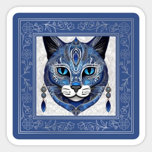 Sapphire Bloom Feline Sticker